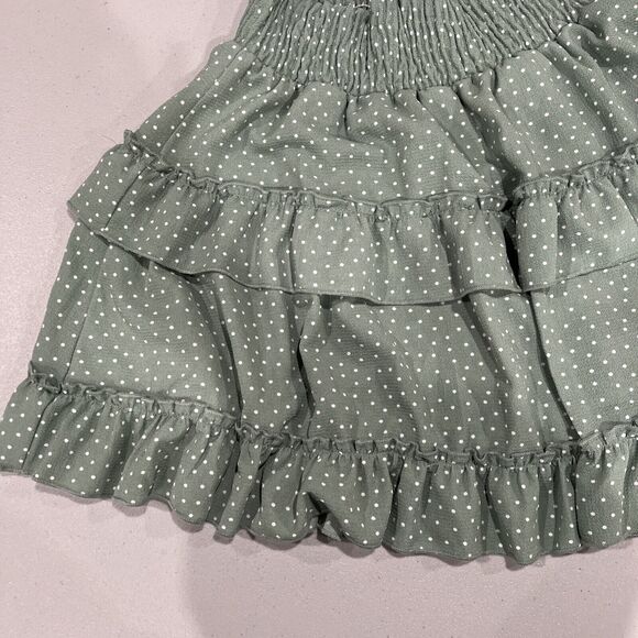 Altered State Skirt Women Large Green Ruffle Polkadot Layered Boho Hippie - Picture 5 of 11